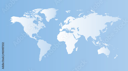 Blank blue world map on isolated blue background. World map vect