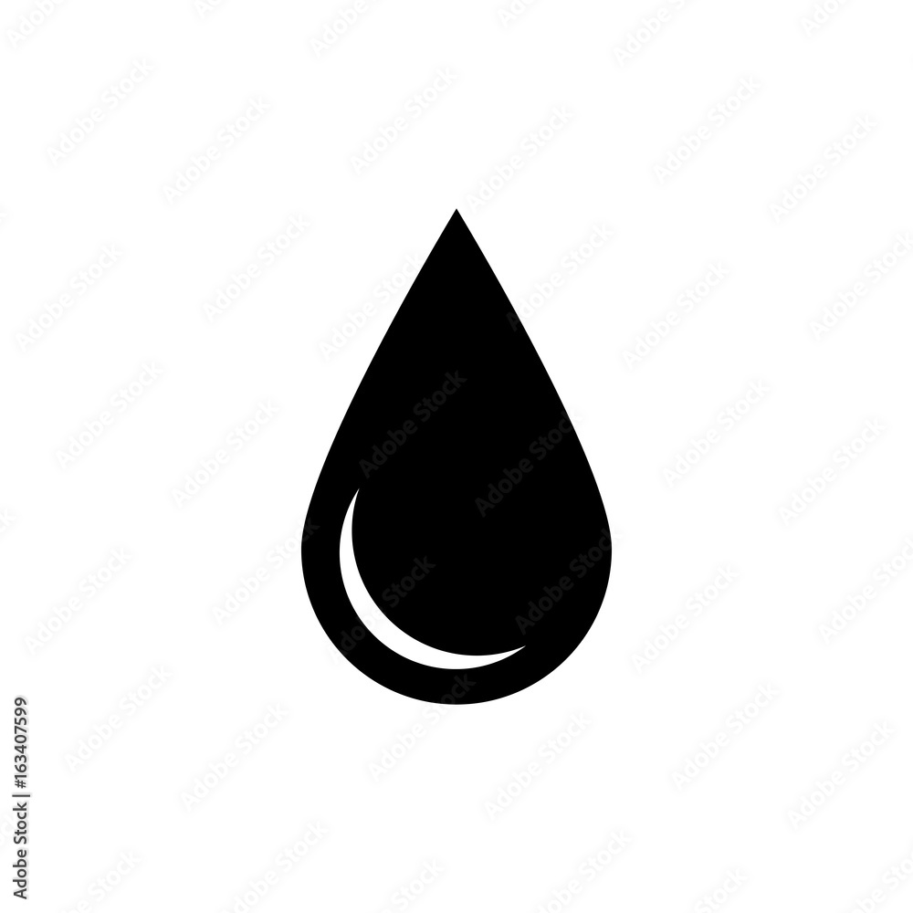 Black drop icon. Oil or water symbol. Simple flat vector illustration with shadow isolated on white background. Black drop icon. Oil or water symbol. Simple flat vector illustration with shadow isolated on white background.