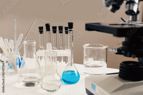 Test tubes in the laboratory on white desk