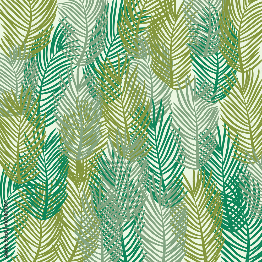 Vector pattern. Leaves of a tropical palm tree.  Banana leaf background. Exotic design.