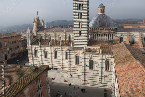 Piazza del Duomo di Siena. View from facciatone Tuscany. Italy. photo