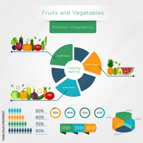 Healthy vegetables infographics with chart and graph