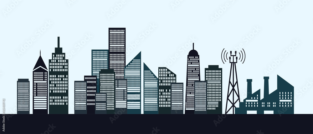 Fototapeta premium flat Building and City Illustration, Dark color