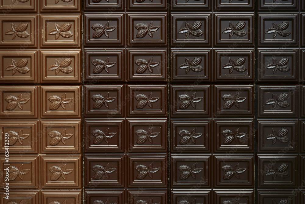 Assortment of chocolate bars .Top view.