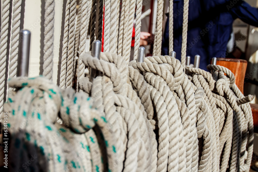 old ropes on ship deck