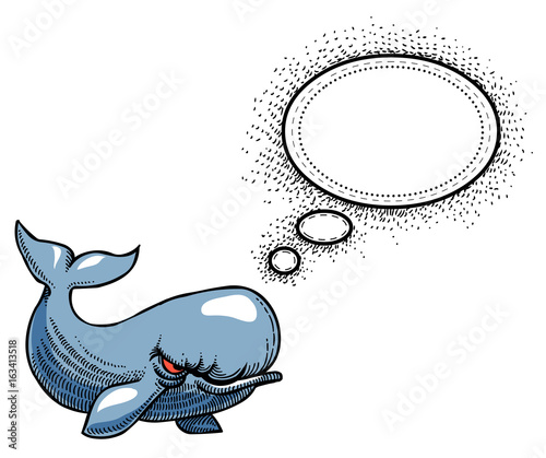 Cartoon image of angry whale. An artistic freehand picture.