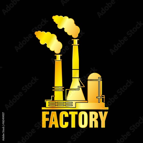 The Factory Building Golden Icon, Vector, Illustration, EPS