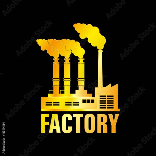 The Factory Building Golden Icon, Vector, Illustration, EPS