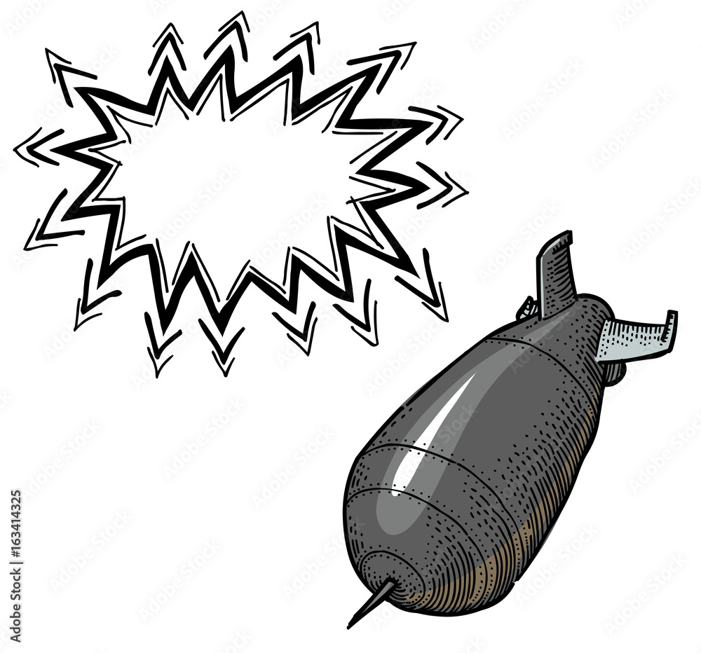 Cartoon image of falling bomb. An artistic freehand picture. Stock ...