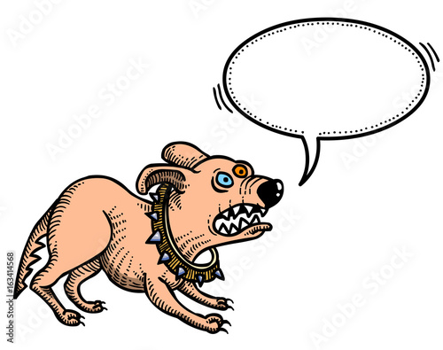 Cartoon image of annoyed dog. An artistic freehand picture.