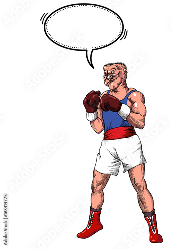 Cartoon image of boxer. An artistic freehand picture.