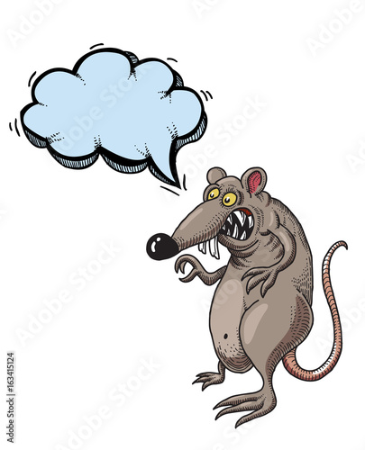 Cartoon image of evil rat. An artistic freehand picture.