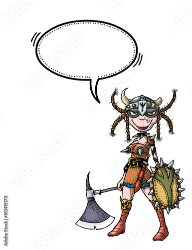 Wallpaper Mural Cartoon image of female viking. An artistic freehand picture. Torontodigital.ca
