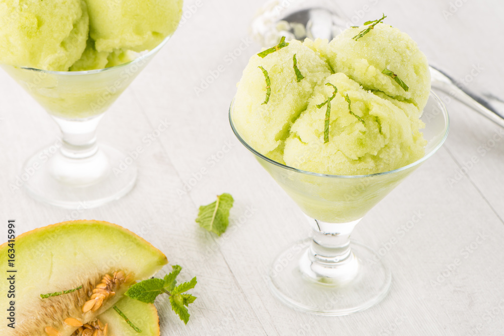 Melon flavored ice-cream Melon flavored ice-cream