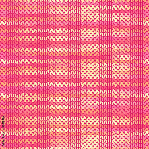 Seamless Knitted Melange Pattern. Pink Yellow Color Vector Illustration.