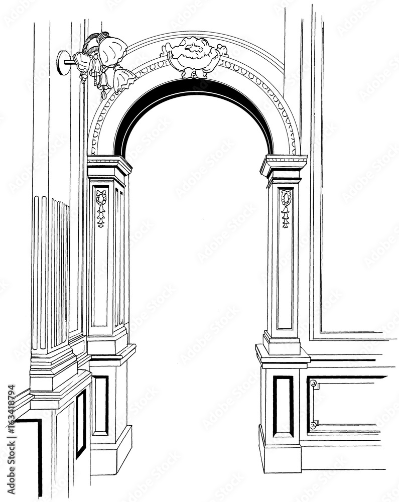 Fototapeta premium 漫画風ペン画イラスト 西洋風