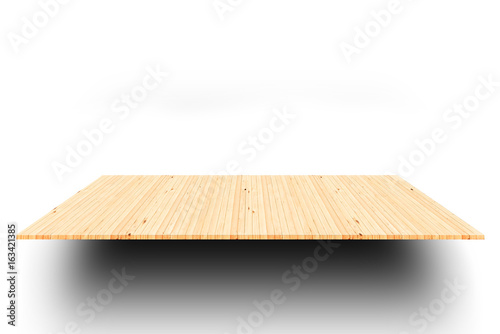 Wooden table isolated on white background for product placement,Clipping Path.