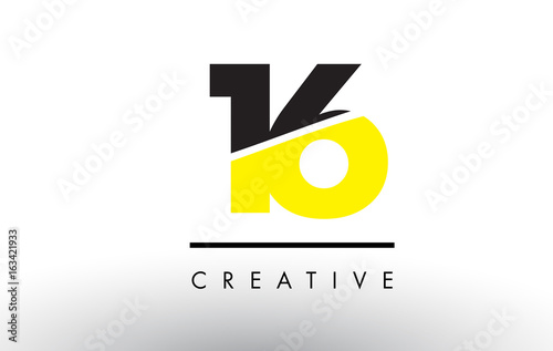 16 Black and Yellow Number Logo Design. photo