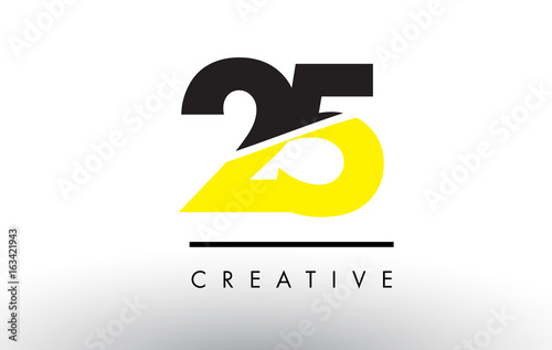 25 Black and Yellow Number Logo Design.