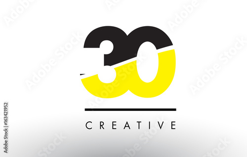 30 Black and Yellow Number Logo Design.
