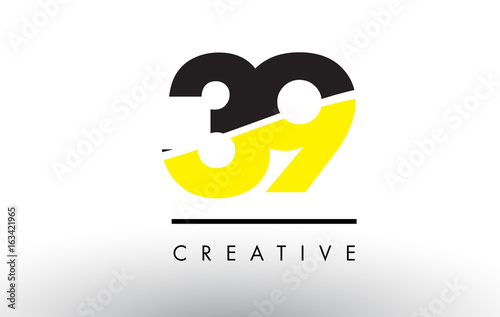 39 Black and Yellow Number Logo Design.