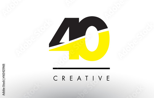 40 Black and Yellow Number Logo Design.