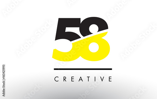 58 Black and Yellow Number Logo Design.