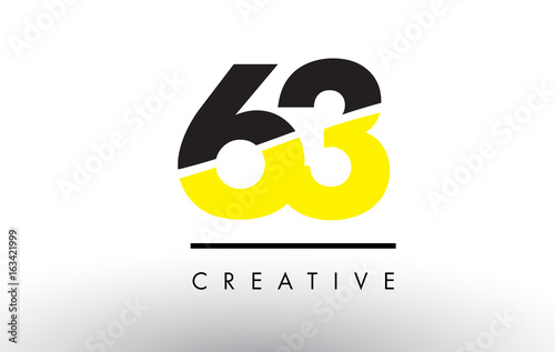 63 Black and Yellow Number Logo Design.