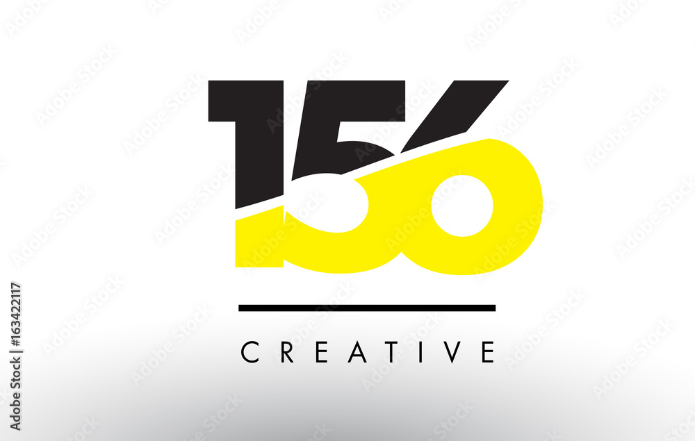 156 Black and Yellow Number Logo Design.
