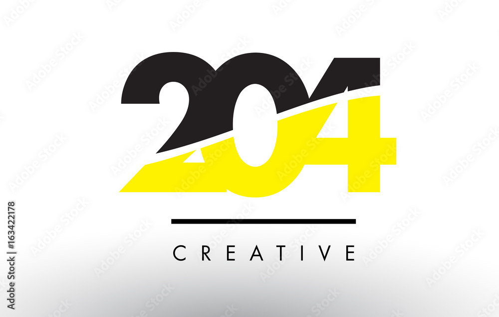 204 Black and Yellow Number Logo Design.