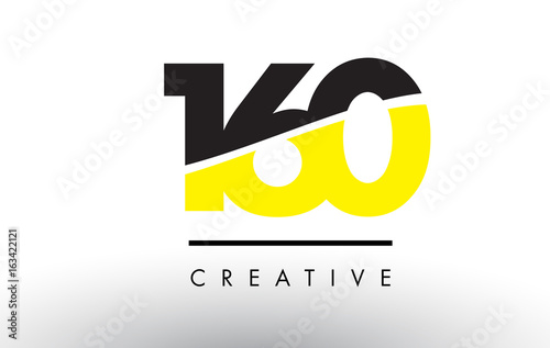 160 Black and Yellow Number Logo Design.