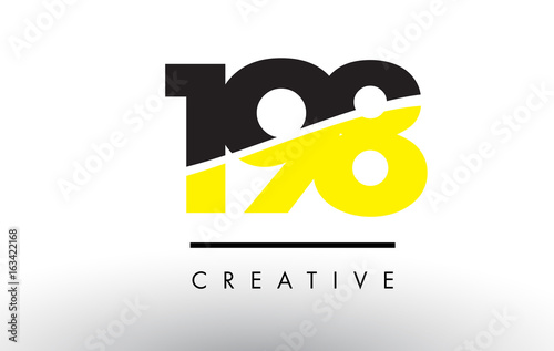 198 Black and Yellow Number Logo Design.