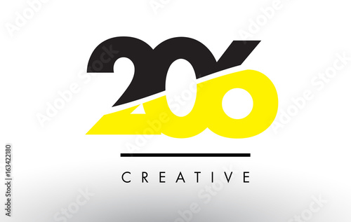 206 Black and Yellow Number Logo Design.