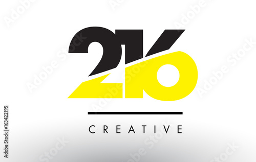 216 Black and Yellow Number Logo Design.