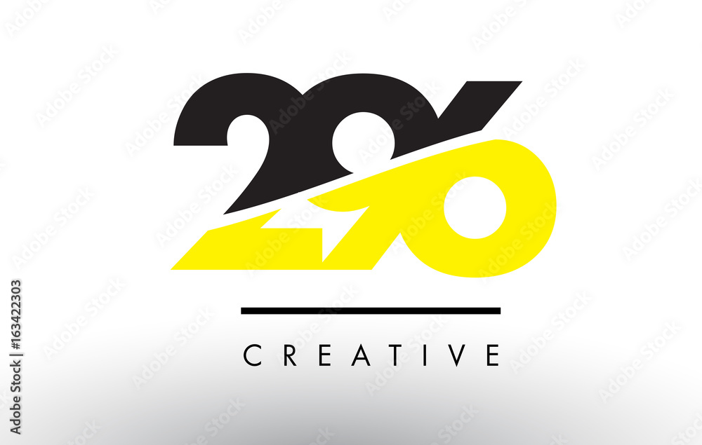 Naklejka premium 296 Black and Yellow Number Logo Design.
