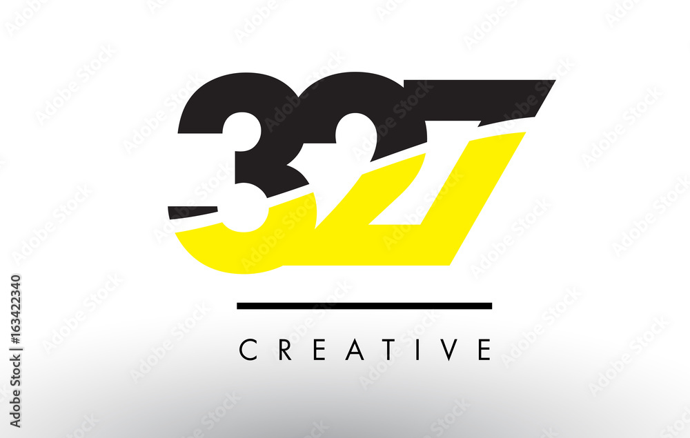 327 Black and Yellow Number Logo Design. 327 Black and Yellow Number Logo Design.