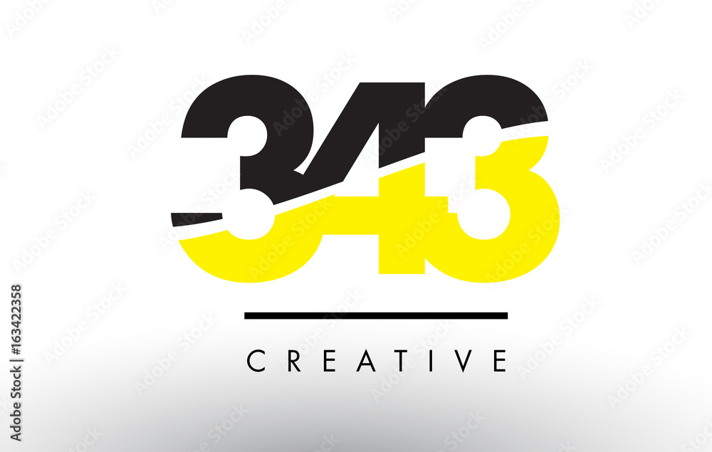 343 Black and Yellow Number Logo Design.