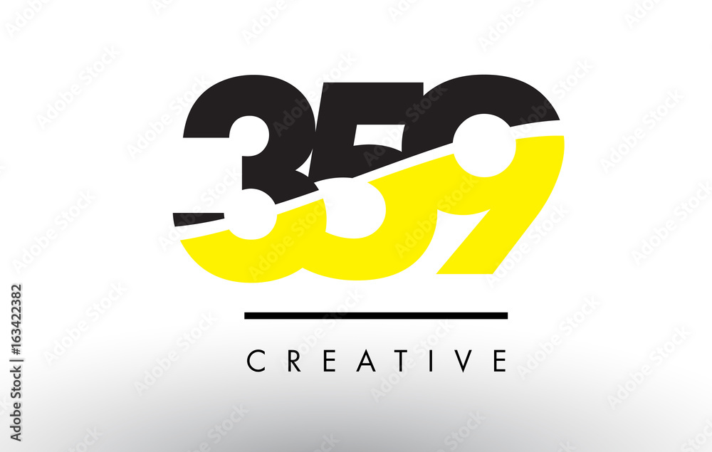 359 Black and Yellow Number Logo Design.