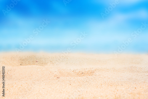 Sand beach and Beautiful sea background in summer.