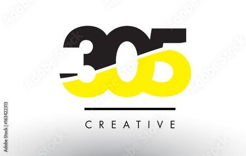 305 Black and Yellow Number Logo Design.