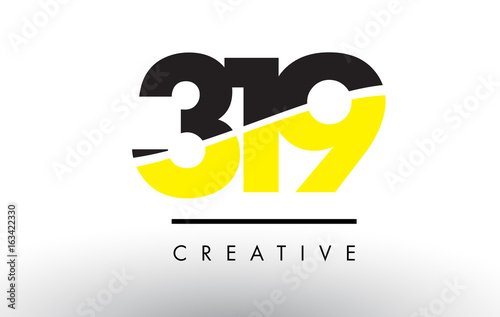 319 Black and Yellow Number Logo Design.