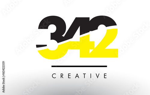 342 Black and Yellow Number Logo Design.