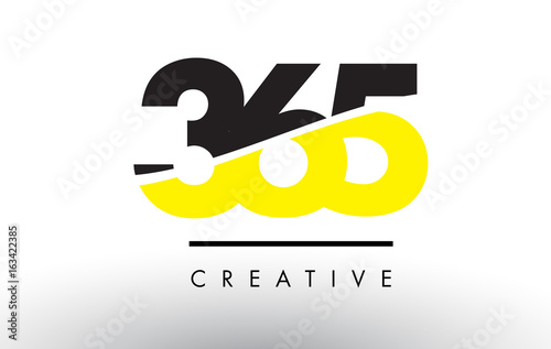 365 Black and Yellow Number Logo Design.