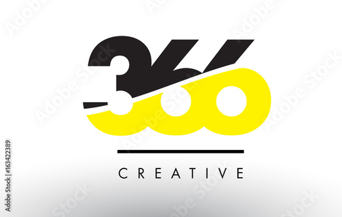 366 Black and Yellow Number Logo Design.
