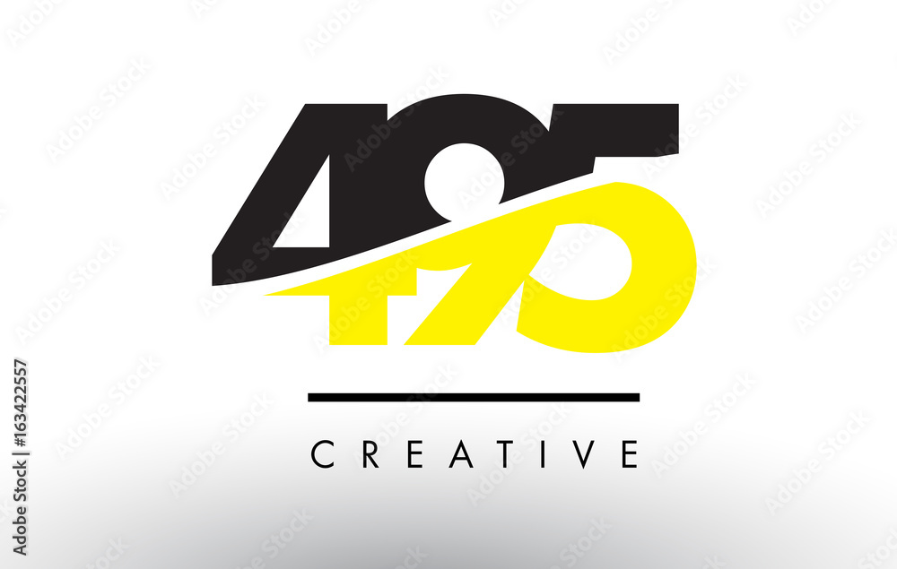 495 Black and Yellow Number Logo Design.