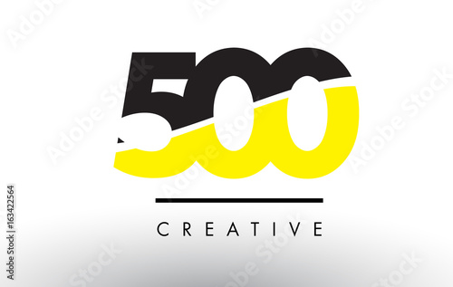 500 Black and Yellow Number Logo Design.