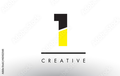 1 Black and Yellow Number Logo Design.