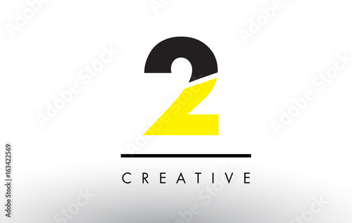 2 Black and Yellow Number Logo Design.