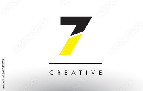 7 Black and Yellow Number Logo Design.
