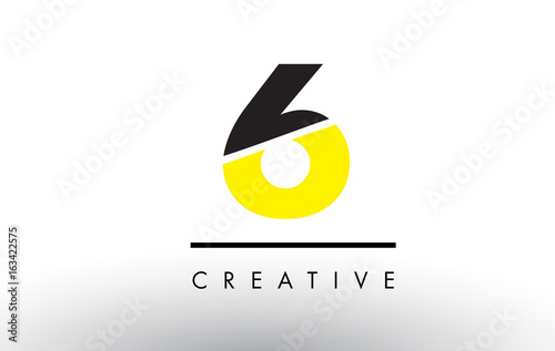 6 Black and Yellow Number Logo Design.